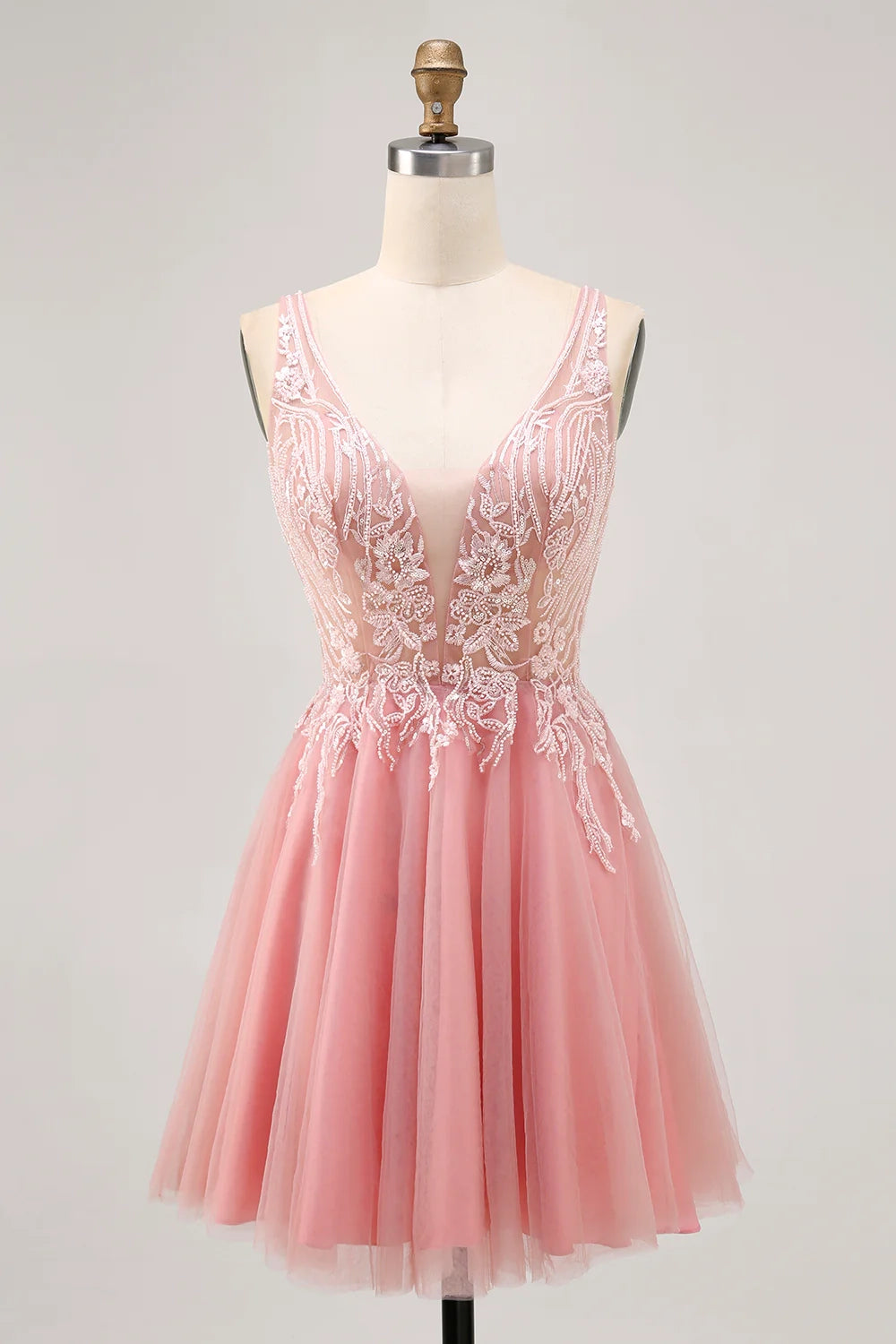 DingJi Wedding Charming Shiny V-neck Beaded Short Gaul Homecoming Dresses